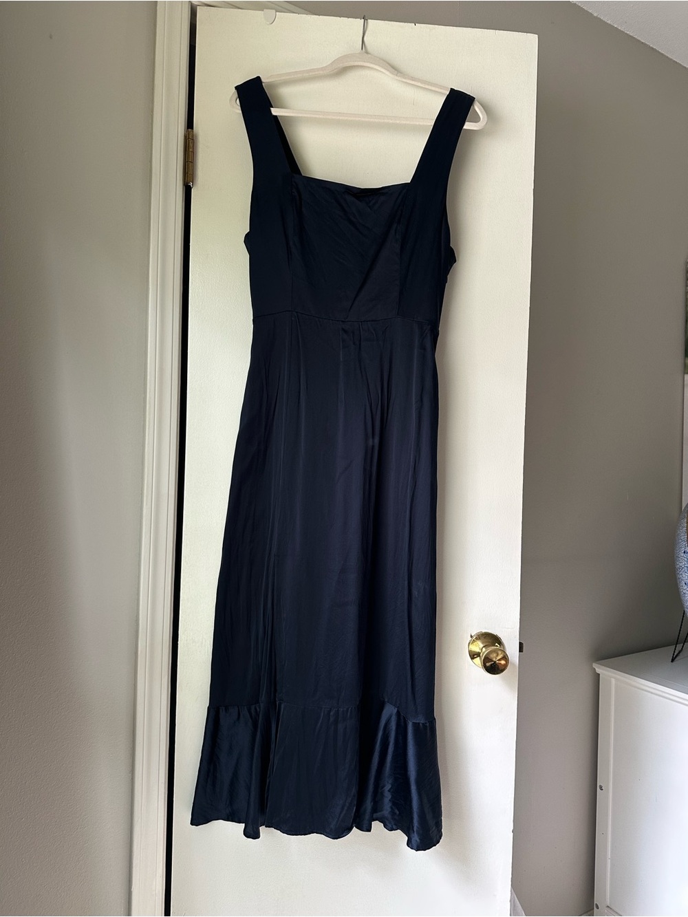 Quince Navy Square-Neck Maxi Dress